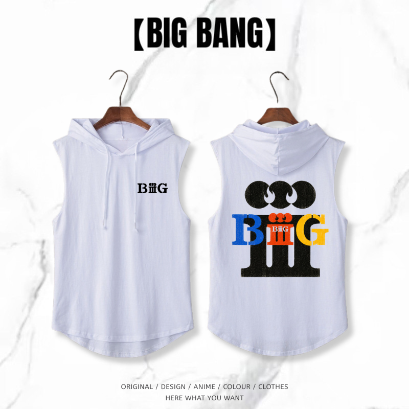BIGBANG 20週年無袖連帽背心｜潮流休閒帽T背心・街頭風上衣