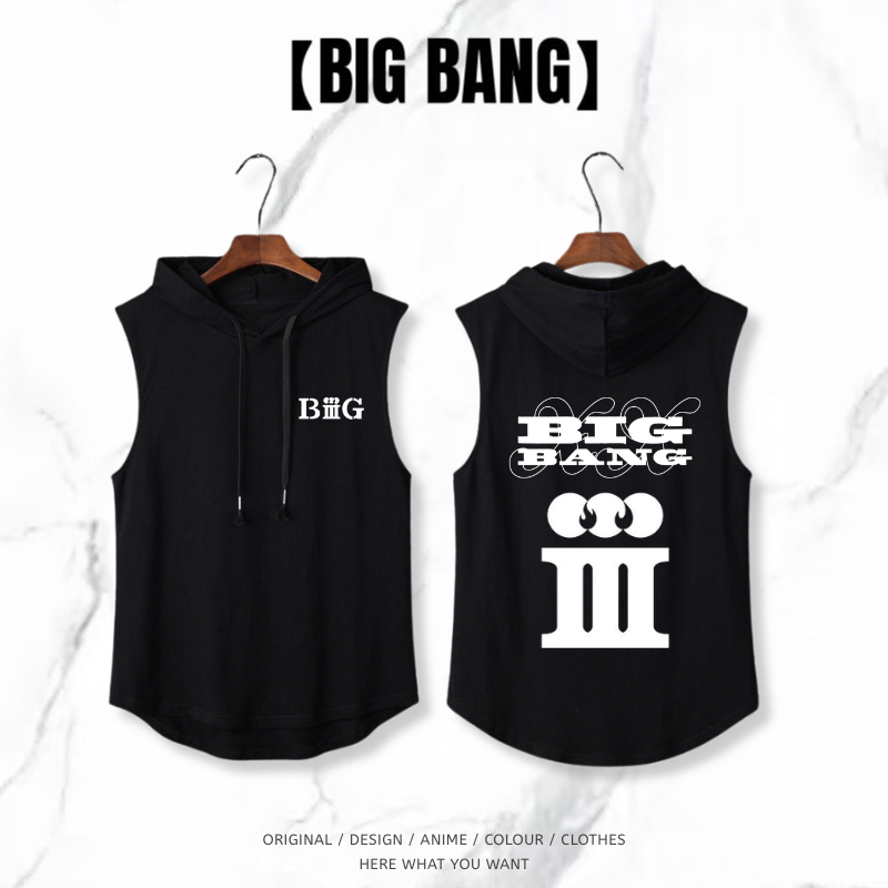 BIGBANG 20週年無袖連帽背心｜潮流休閒帽T背心・街頭風上衣