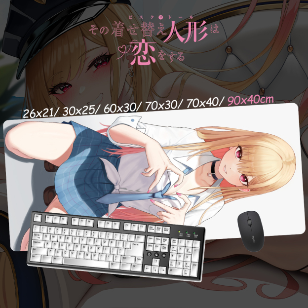 戀上換裝娃娃 超大鎖邊主題桌墊 布質滑鼠墊