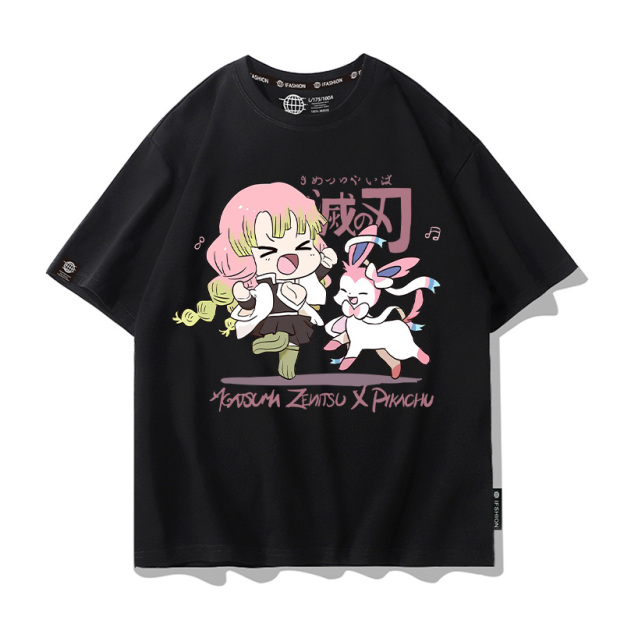 鬼滅之刃x精靈寶可夢 2025情侶男親子女同款 印花短袖T恤