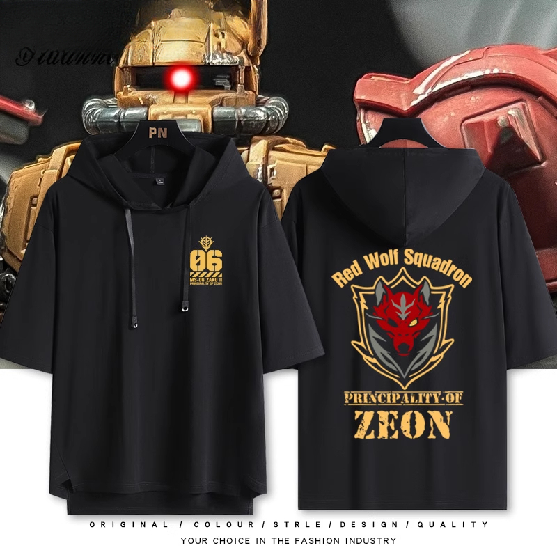 機動戰士鋼彈 吉翁軍 連帽短袖T恤-GOODTOYSTUDIO