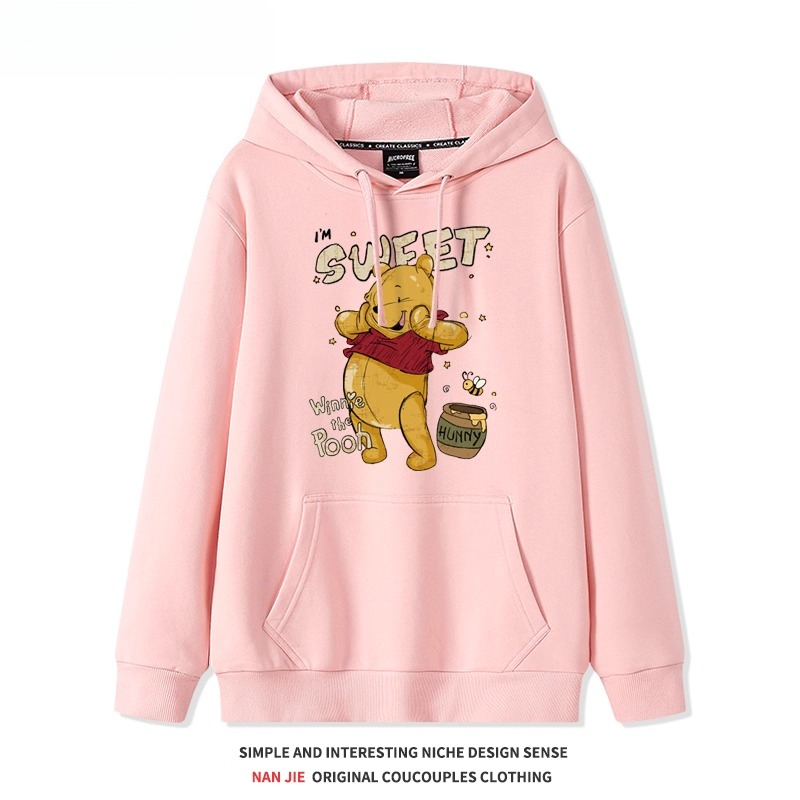 美式復古小熊維尼 聯名衛衣2025秋冬新款 親子情侶裝連帽衛衣