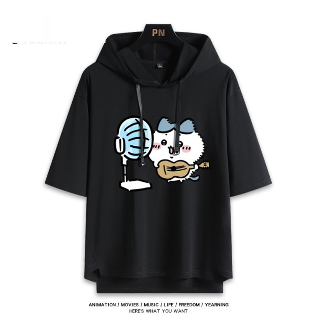 烏薩奇小八吹風扇吉伊卡哇 連帽短袖T恤-GOODTOYSTUDIO