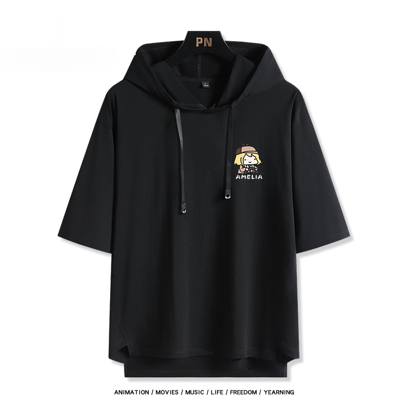 Vtuber HOLOLIVE 連帽短袖T恤 華生·艾米莉亞 ワトソン・アメリア Watson Amelia-GOODTOYSTUDIO