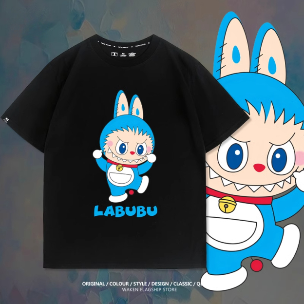 LabubuX哆啦A夢 印花T恤-GOODTOYSTUDIO