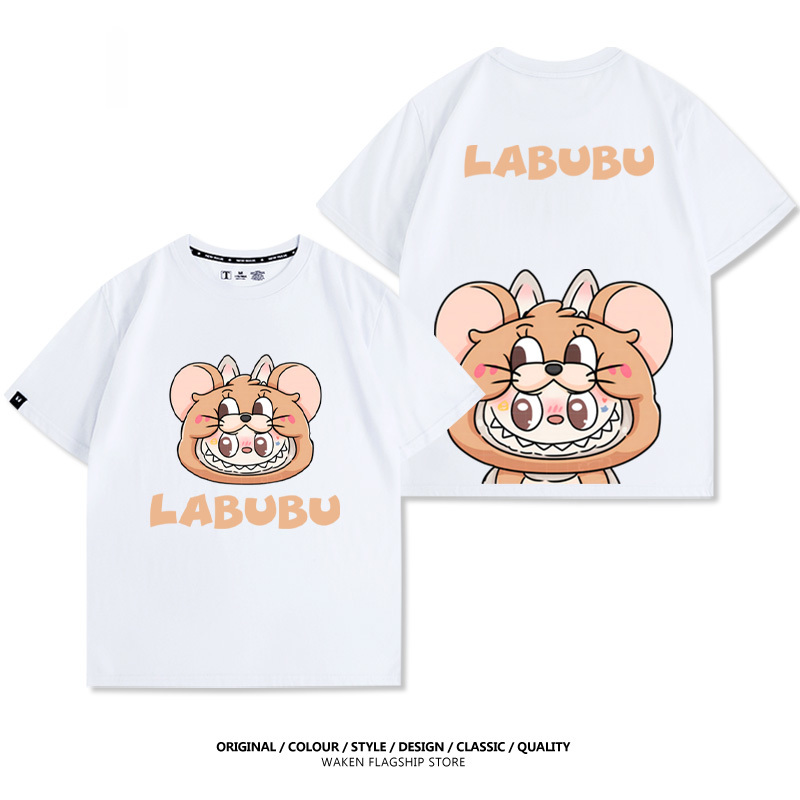 LabubuX湯姆貓與傑利鼠 印花T恤-GOODTOYSTUDIO