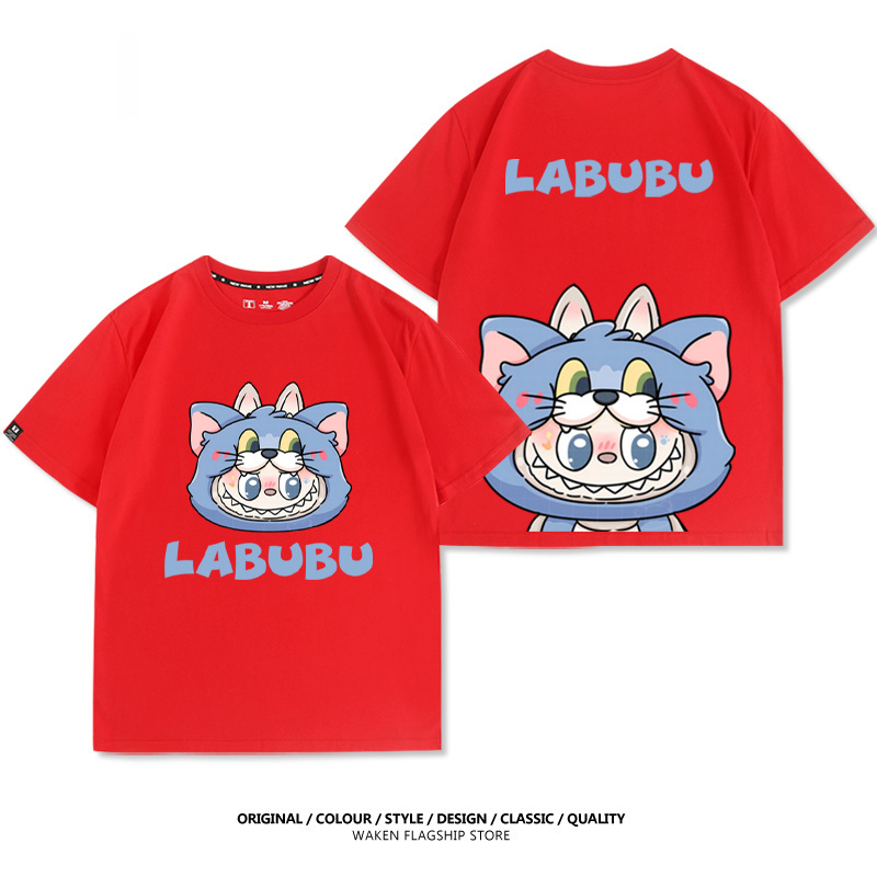LabubuX湯姆貓與傑利鼠 印花T恤-GOODTOYSTUDIO