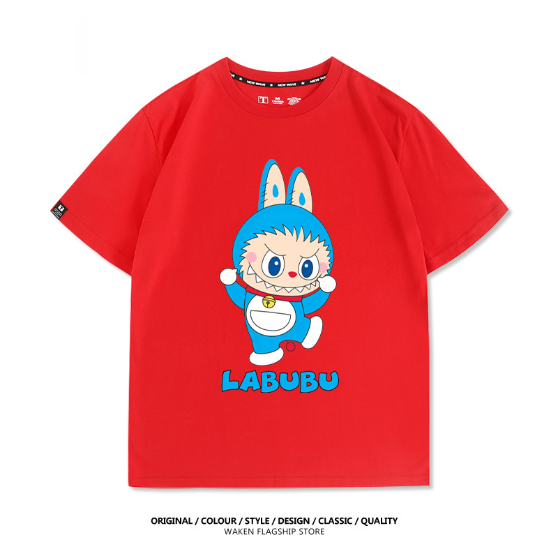 LabubuX哆啦A夢 印花T恤-GOODTOYSTUDIO