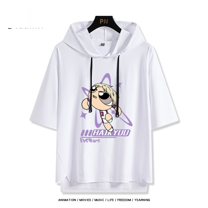 排球少年x飛天小女警 連帽短袖T恤-GOODTOYSTUDIO