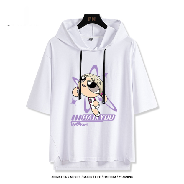 排球少年x飛天小女警 連帽短袖T恤-GOODTOYSTUDIO