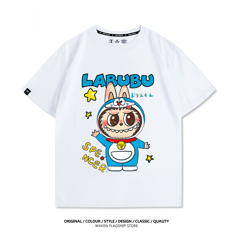 LabubuX哆啦A夢 印花T恤-GOODTOYSTUDIO