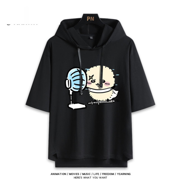 烏薩奇小八吹風扇吉伊卡哇 連帽短袖T恤-GOODTOYSTUDIO
