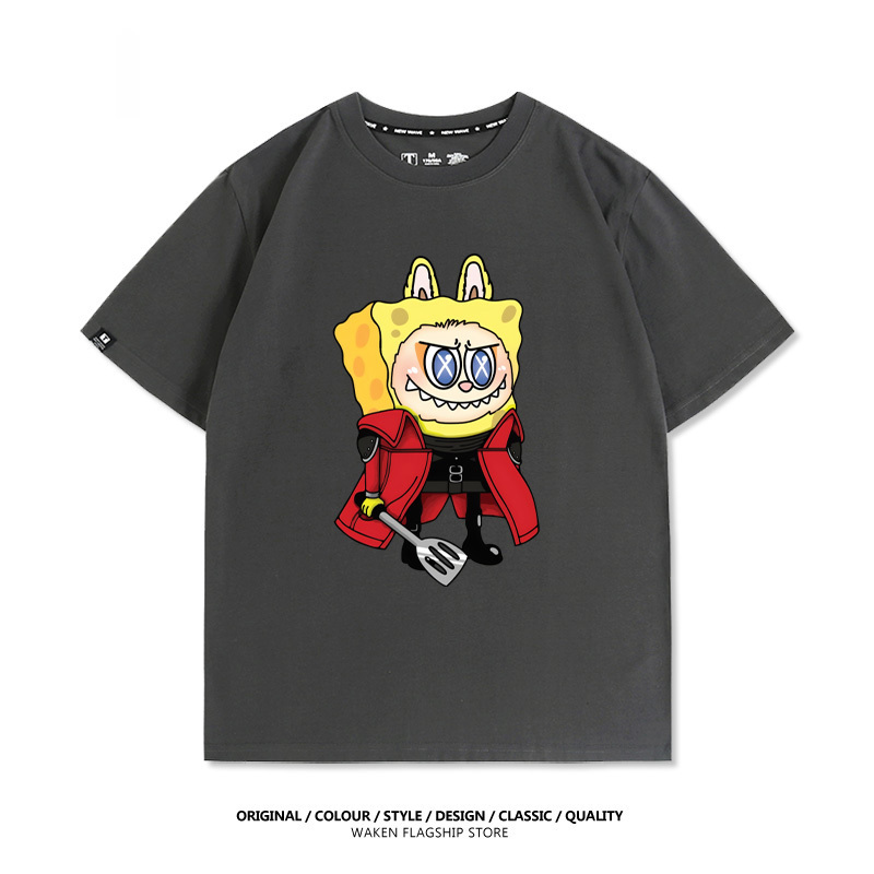 LabubuX海綿寶寶 印花T恤