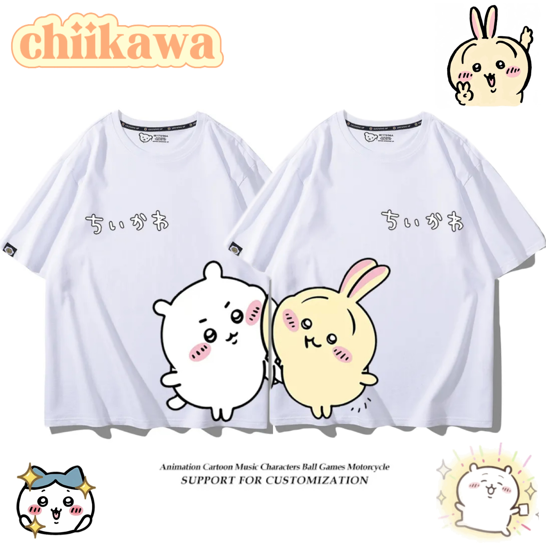 Chiikawa 2025親子情侶男女同款 印花短袖T恤-GOODTOYSTUDIO