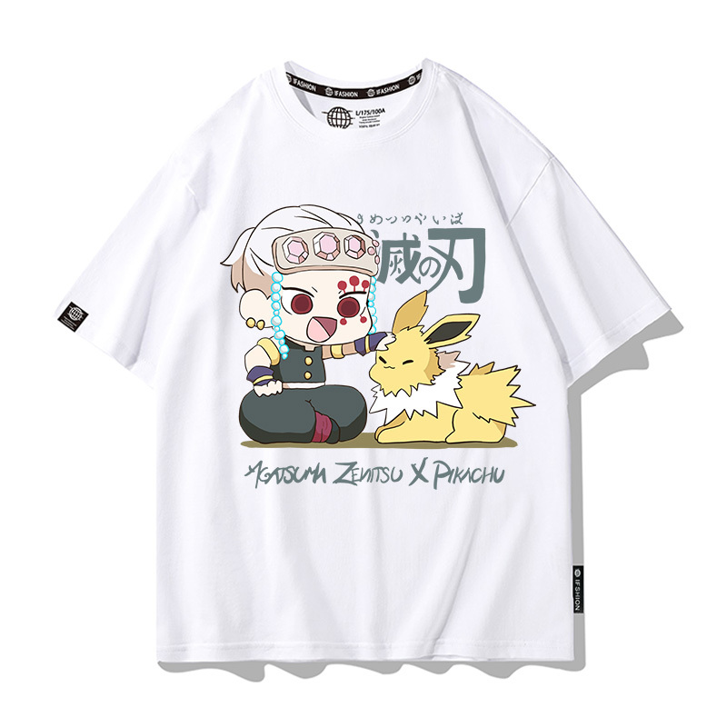 鬼滅之刃x精靈寶可夢 2025情侶男親子女同款 印花短袖T恤