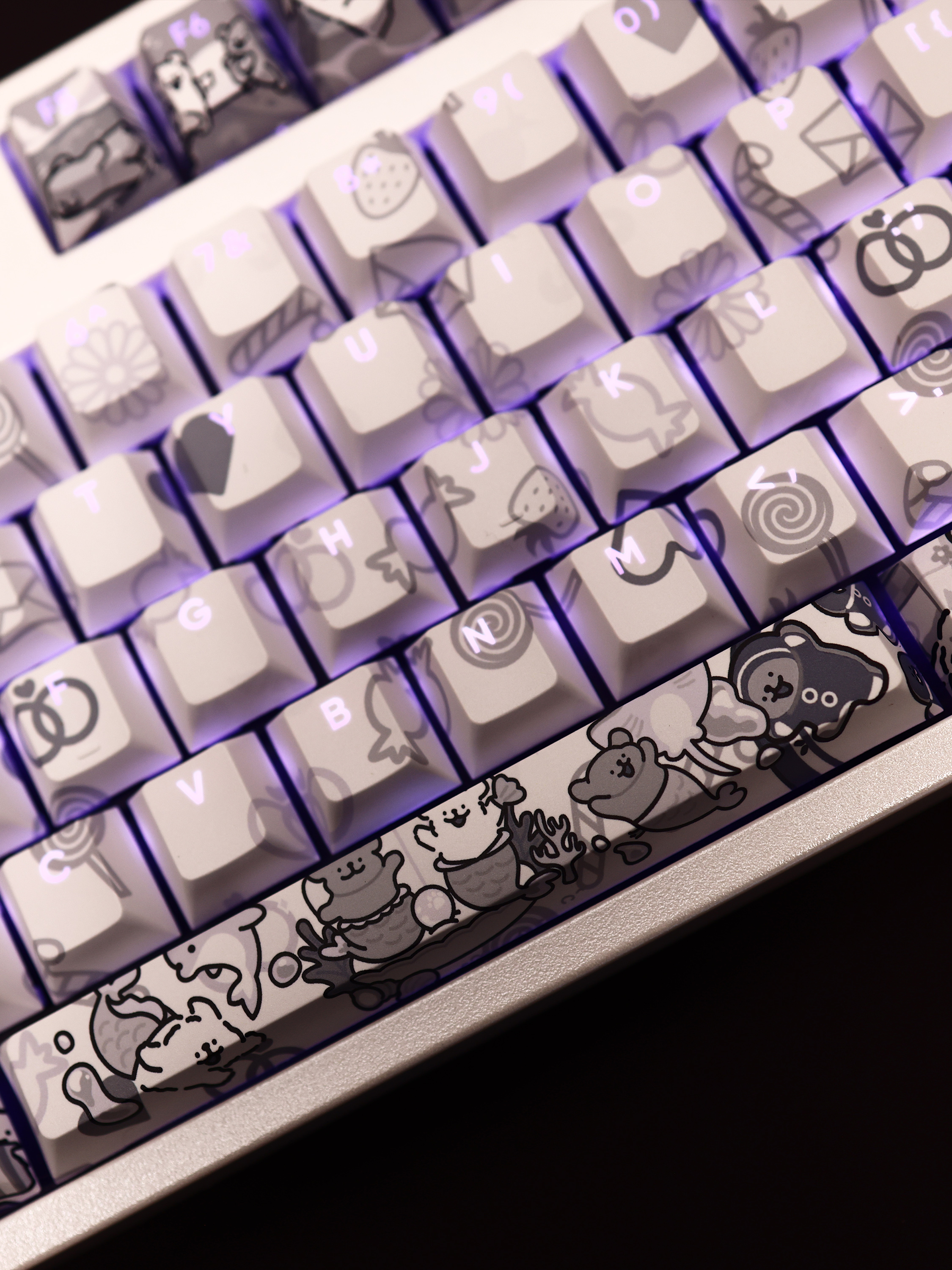 線條小狗透光RGB108鍵標準配列衛星軸鍵帽