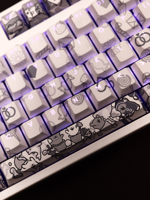 線條小狗透光RGB108鍵標準配列衛星軸鍵帽