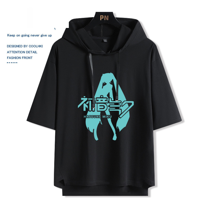 初音動漫未來miku 連帽短袖t恤
