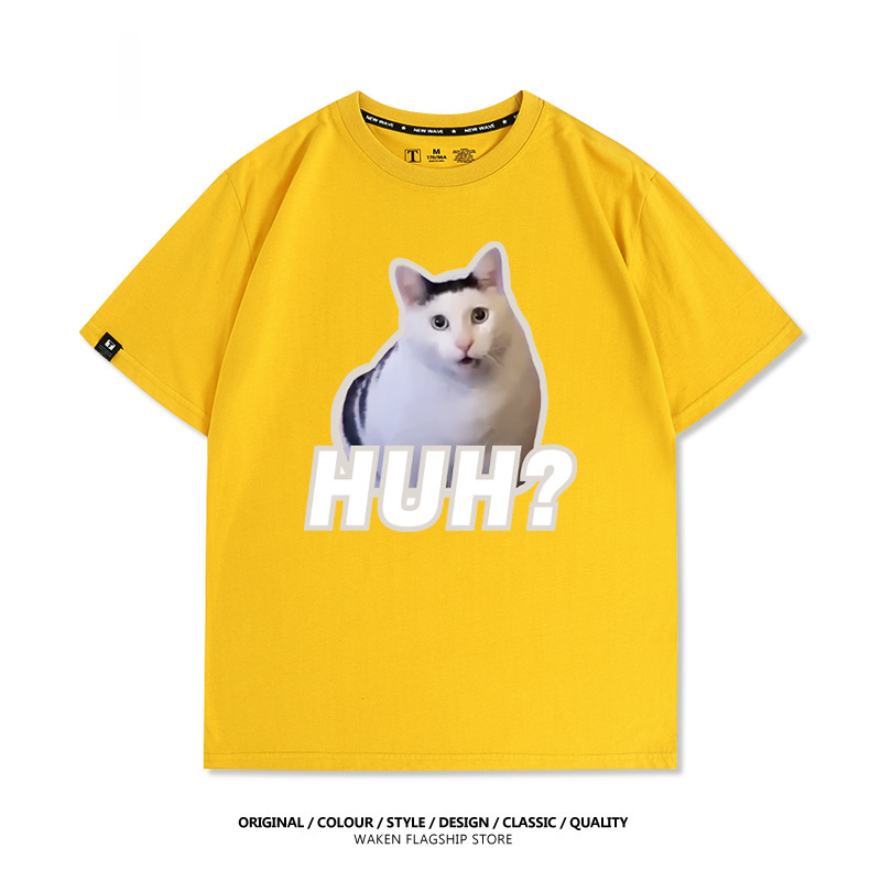 HUH貓咪表情包 印花T恤-GOODTOYSTUDIO