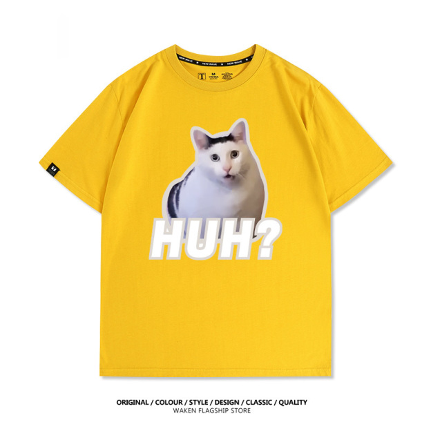 HUH貓咪表情包 印花T恤-GOODTOYSTUDIO