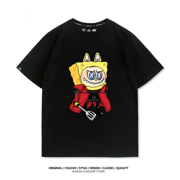 LabubuX海綿寶寶 印花T恤