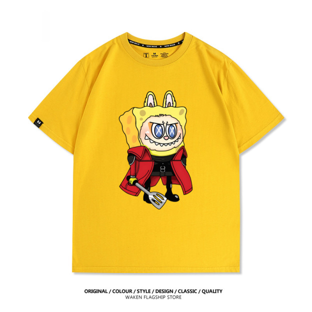 LabubuX海綿寶寶 印花T恤