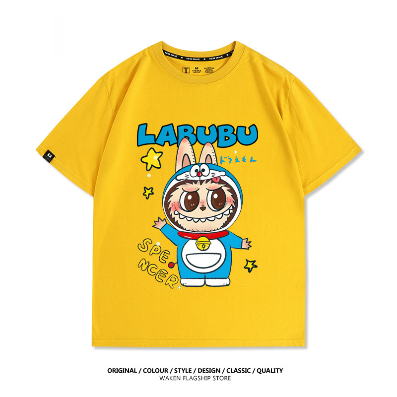 LabubuX哆啦A夢 印花T恤-GOODTOYSTUDIO