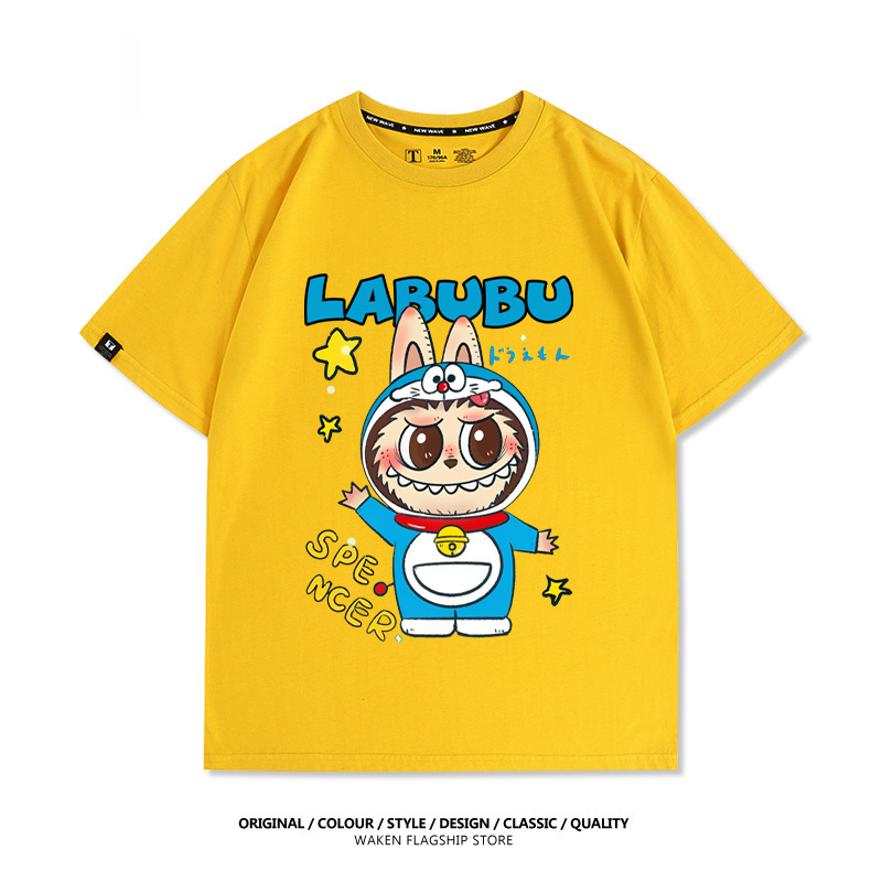 LabubuX哆啦A夢 印花T恤-GOODTOYSTUDIO