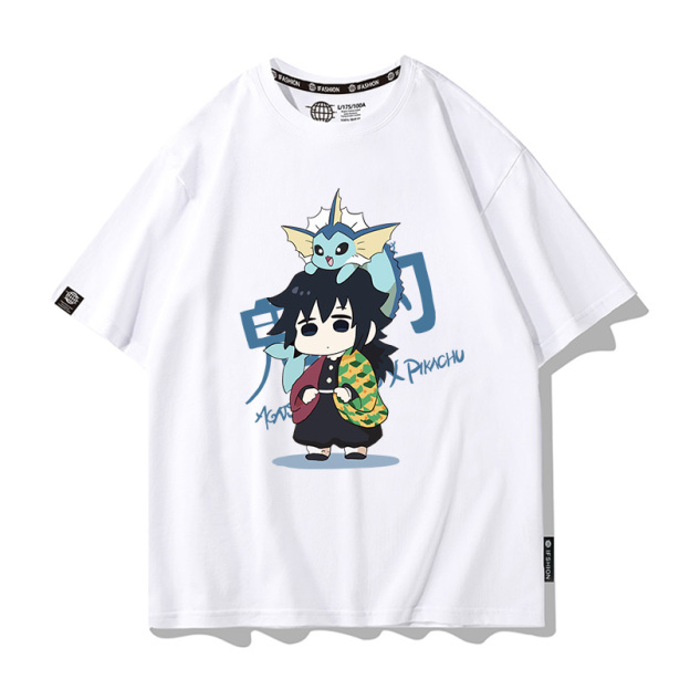 鬼滅之刃x精靈寶可夢 2025情侶男親子女同款 印花短袖T恤