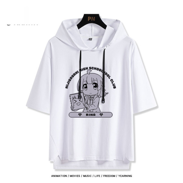 LoveLive 虹咲 虹四格動畫  連帽短袖T恤-GOODTOYSTUDIO