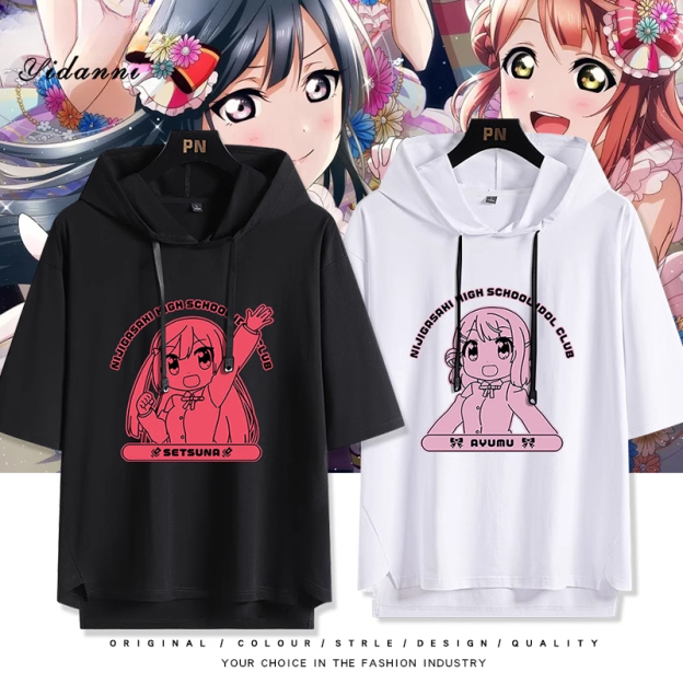 LoveLive 虹咲 虹四格動畫  連帽短袖T恤-GOODTOYSTUDIO