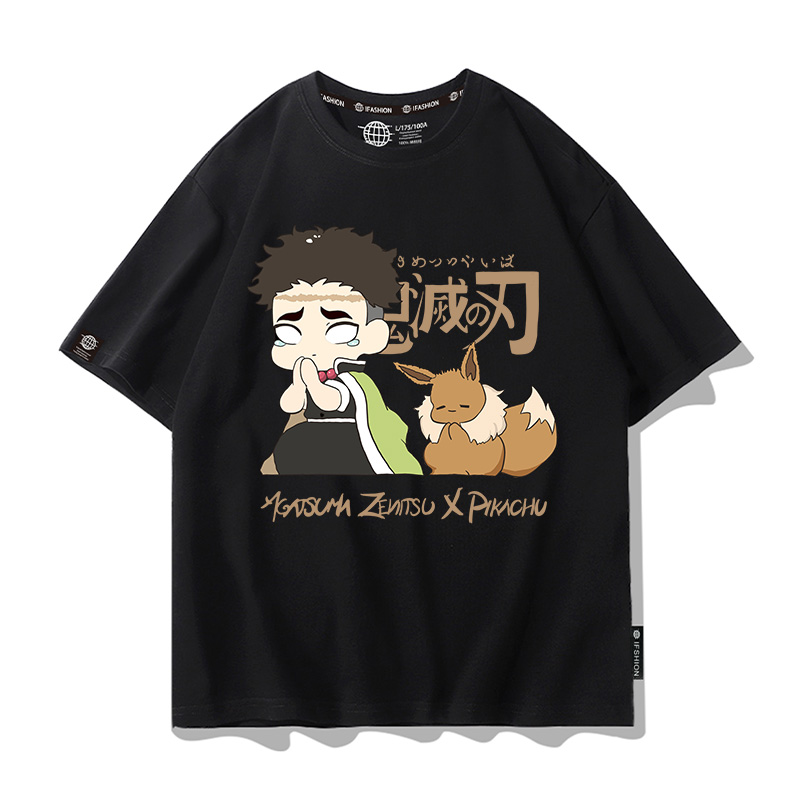 鬼滅之刃x精靈寶可夢 2025情侶男親子女同款 印花短袖T恤