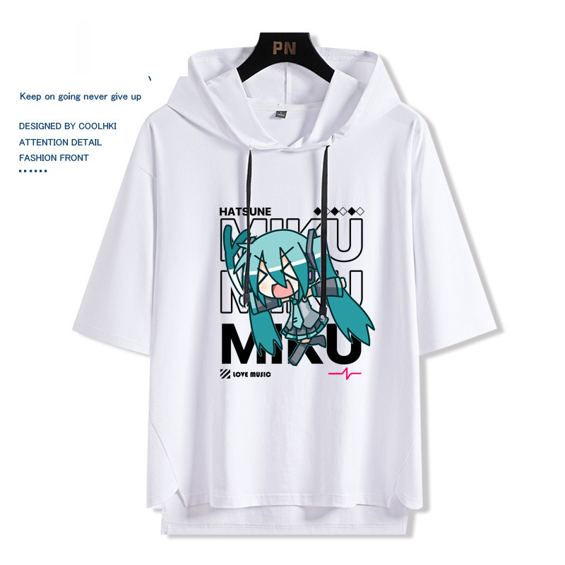 初音動漫未來miku 連帽短袖t恤