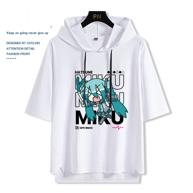初音動漫未來miku 連帽短袖t恤