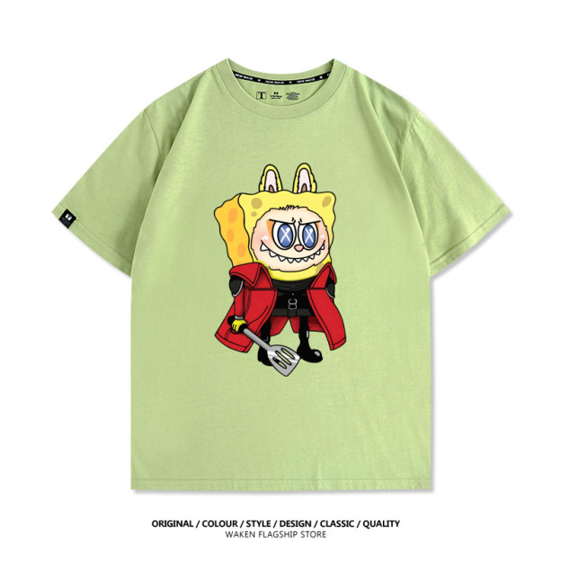 LabubuX海綿寶寶 印花T恤