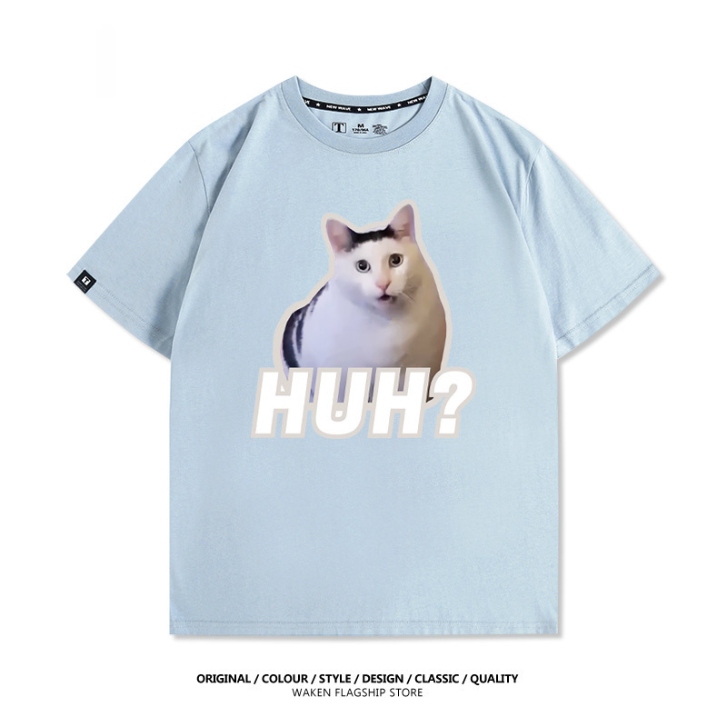 HUH貓咪表情包 印花T恤-GOODTOYSTUDIO