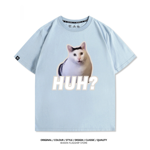 HUH貓咪表情包 印花T恤-GOODTOYSTUDIO