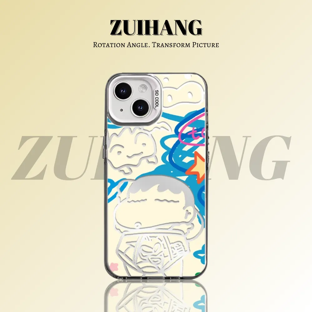 蠟筆小新彩銀防摔手機殼-CASEZONE