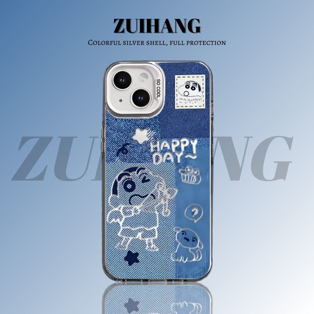 蠟筆小新彩銀防摔手機殼-CASEZONE