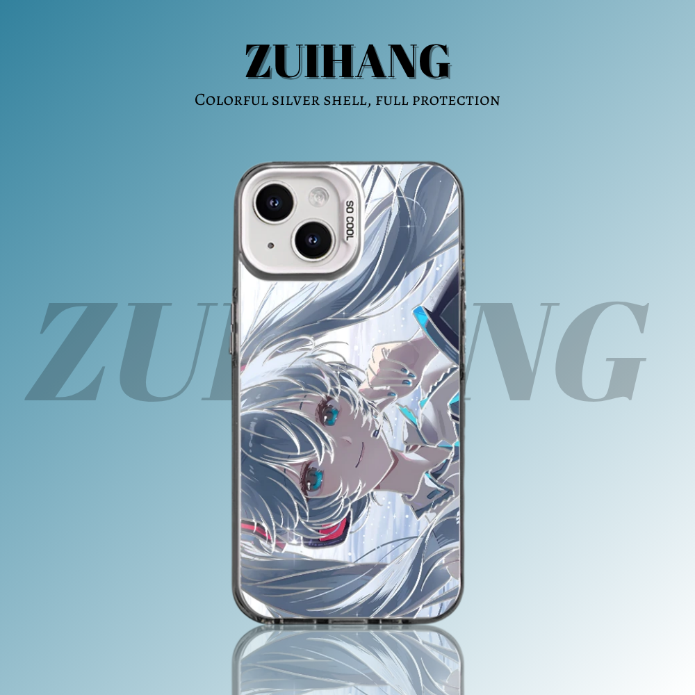 初音未來 極光/彩銀 線條漸變防摔手機殼-GOODTOYSTUDIO