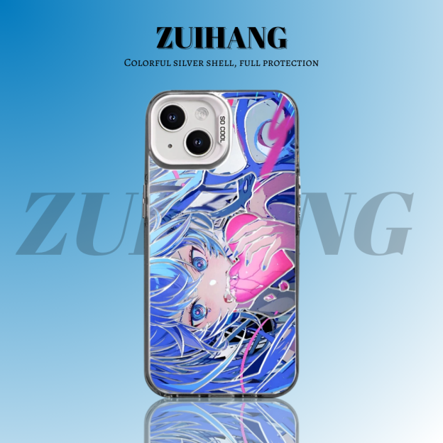 初音未來 極光/彩銀 線條漸變防摔手機殼-GOODTOYSTUDIO