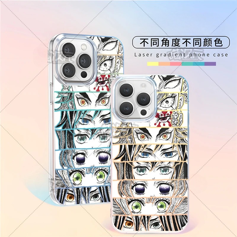 鬼滅之刃 極光\彩銀 線條漸變防摔手機殼