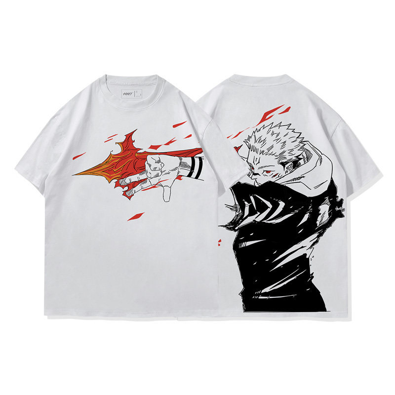 咒術迴戰兩面宿儺術式水洗做舊 2026親子情侶男女同款 印花水洗短袖