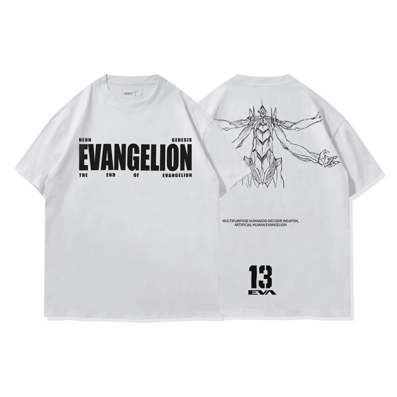 EVA十三號機莉莉絲水洗做舊 2026親子情侶男女同款 印花水洗短袖