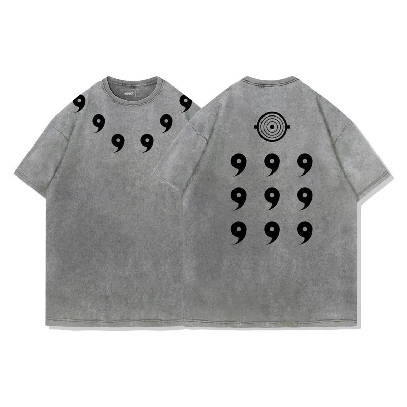 火影宇智波斑六道模式水洗做舊 2026親子情侶男女同款 印花水洗短袖