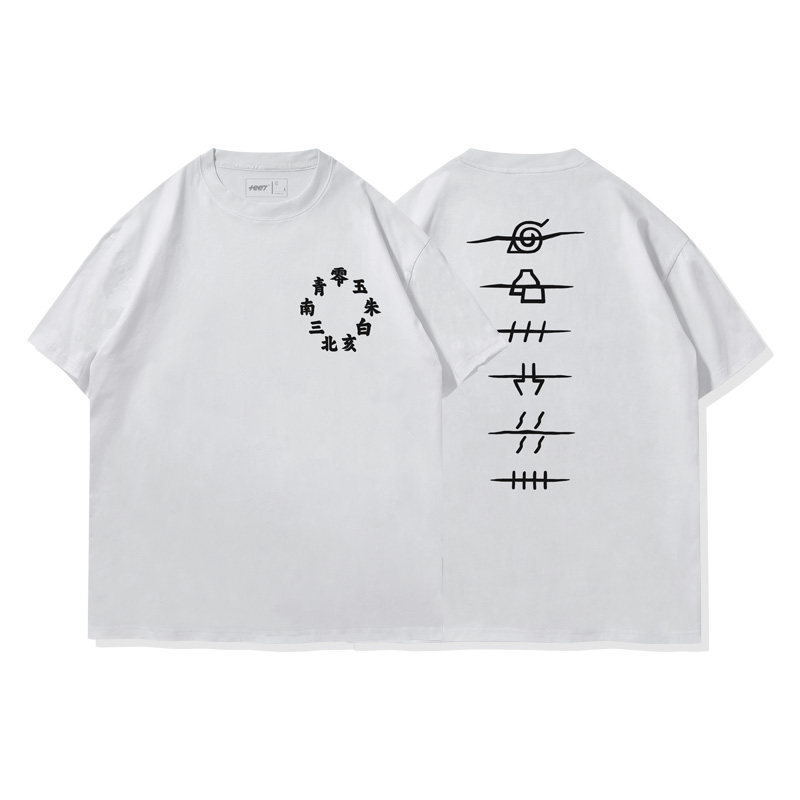 火影忍者曉組織水洗做舊 2026親子情侶男女同款 印花水洗短袖