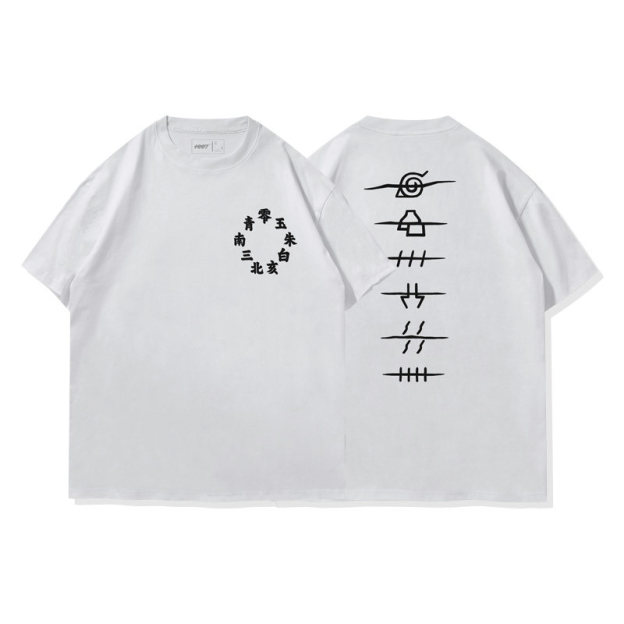 火影忍者曉組織水洗做舊 2026親子情侶男女同款 印花水洗短袖