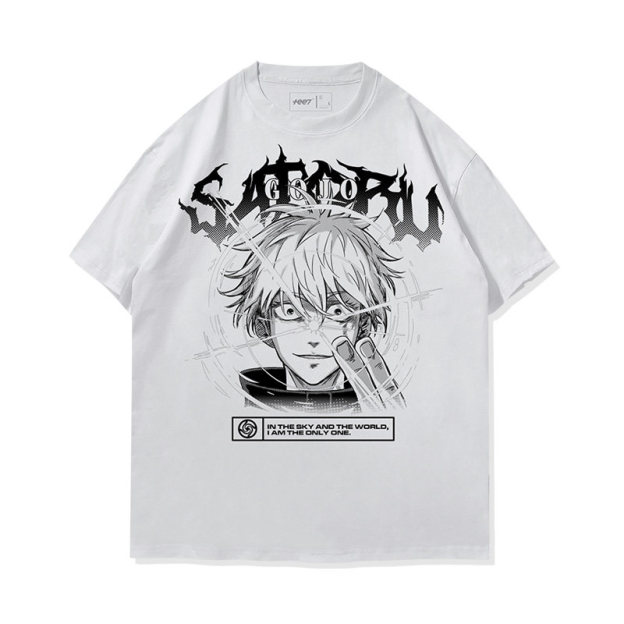 咒術迴戰五条悟水洗做舊 2026親子情侶男女同款 印花水洗短袖