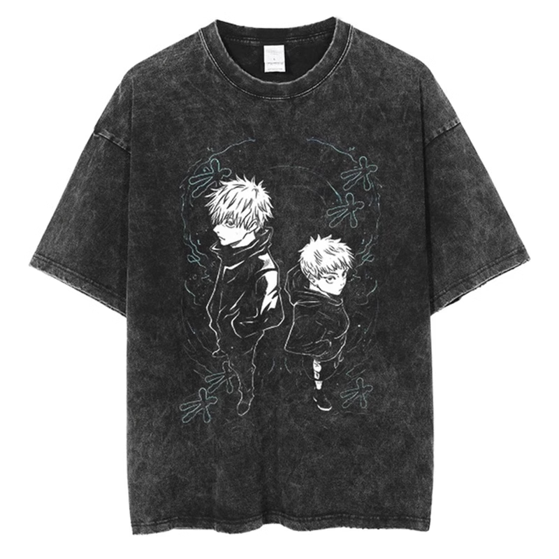 咒術迴戰水洗做舊 2026親子情侶男女同款 印花水洗短袖