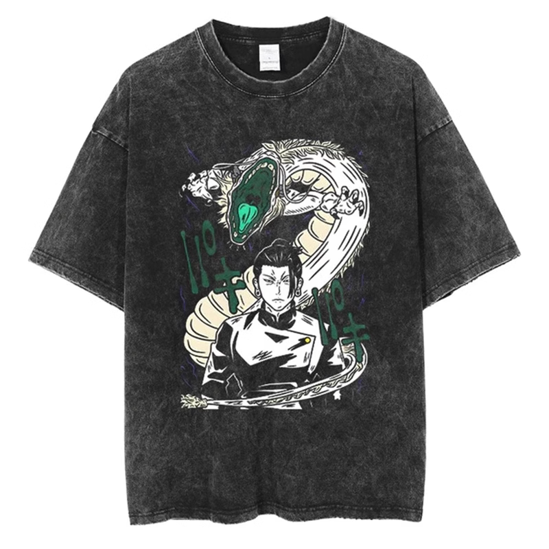 咒術迴戰水洗做舊 2026親子情侶男女同款 印花水洗短袖